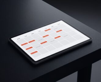 KI im Social Media Marketing – Redaktionsplan auf Tablet